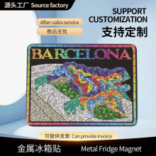亚马逊西班牙车牌定制铝冲压印刷创意迷你磁性logo车牌旅游冰箱贴