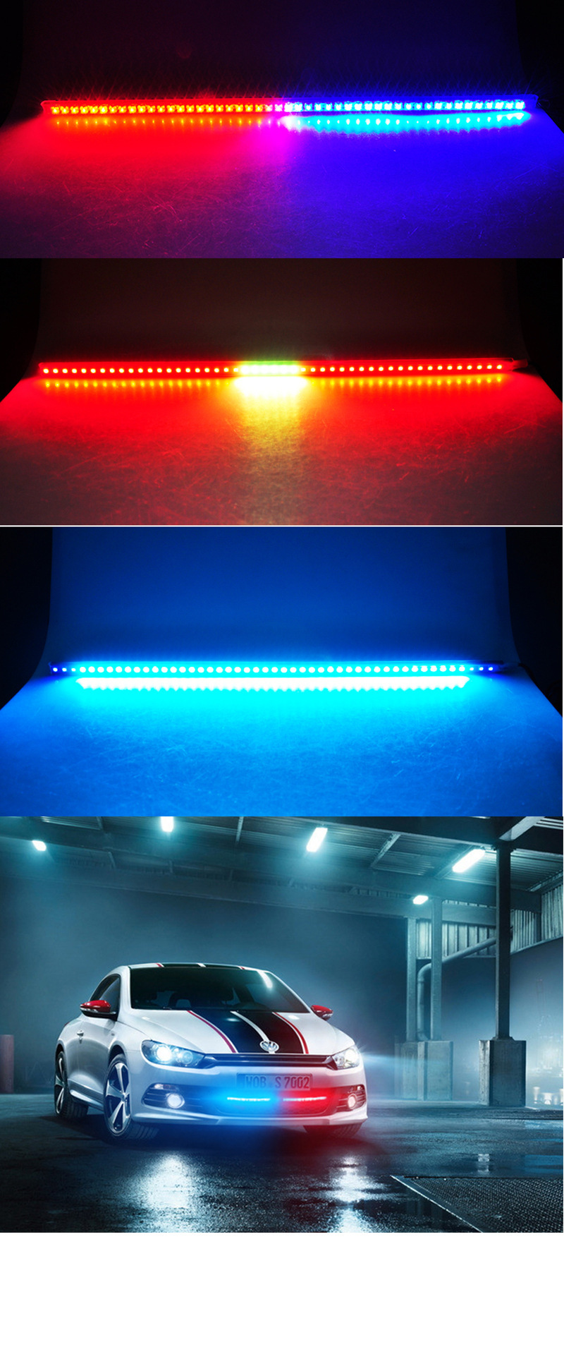 Car Led Multicolor Chase Lights, Lightning Racing Breathing Lights, Remote Control Scanning Lights, Grille Rgb 5050 48Smd