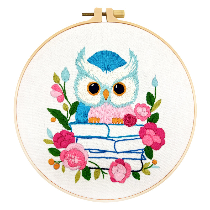 Paquete de material de bricolaje hecho a mano con bordado de búho