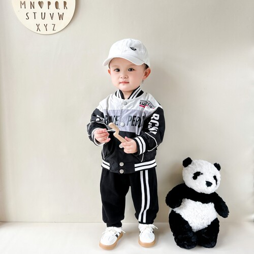Children's Jackets 2024 Spring New Product Children's Fashionable Baby Tops Handsome Korean Print Boys Racing Suit Trendy