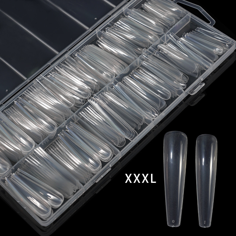 Clavo de desgaste alargado de Europa y América 240 piezas en caja transparente extensión de uñas completo pegatinas de uñas de ballet extensión de uñas