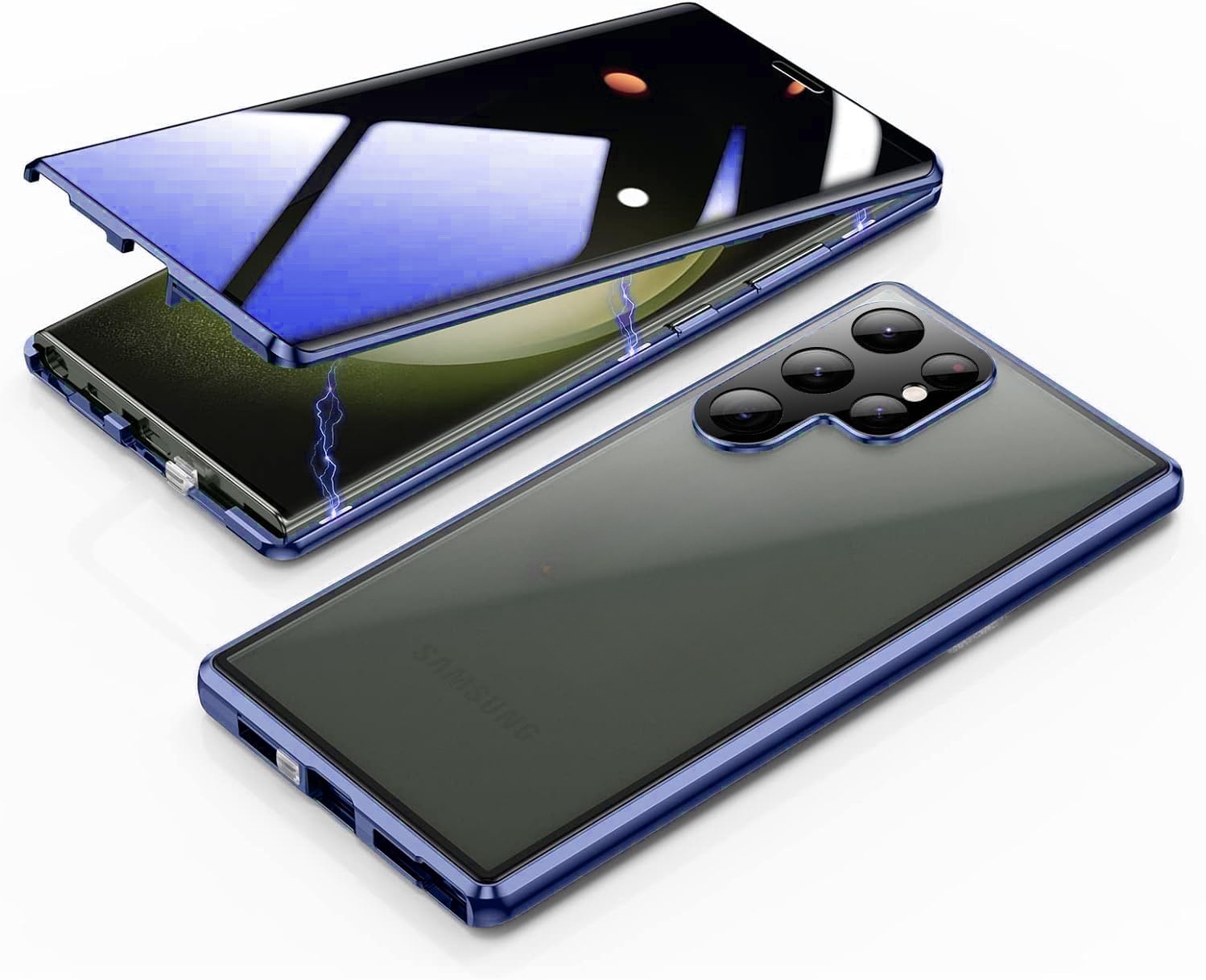 Funda magnética de doble cara de vidrio y metal para teléfono móvil Samsung S25 Ultra, compatible con S24, con protección anticaídas.