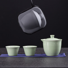 汝窯旅行茶器セット携帯でシンプルな陶磁器でお茶を飲みます。