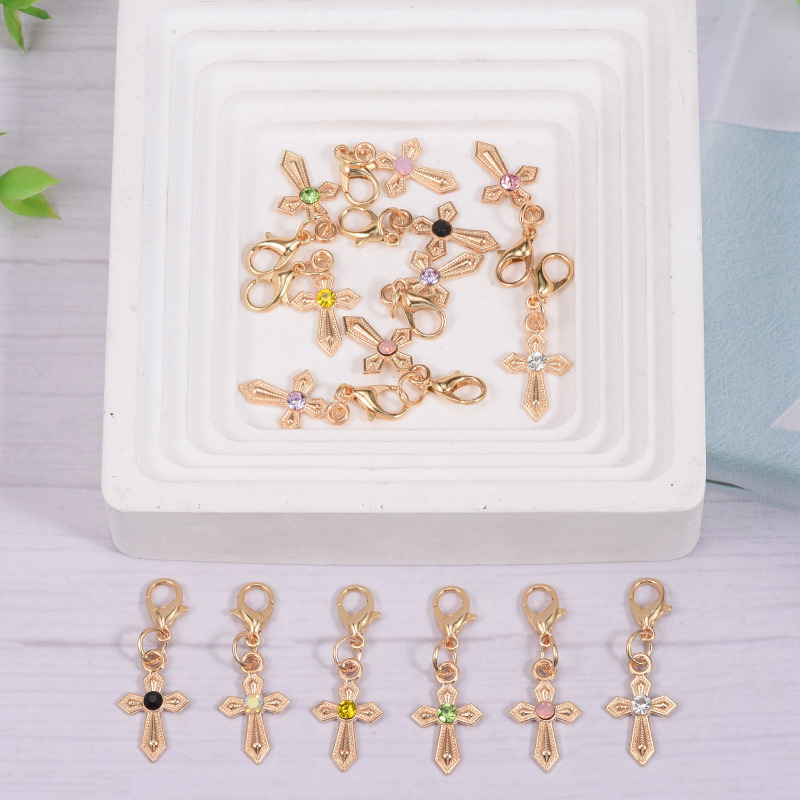 クロスボーダー合金ダイヤモンド小十字ペンダントパーソナライズ DIY ネックレスブレスレットジュエリーアクセサリー|undefined