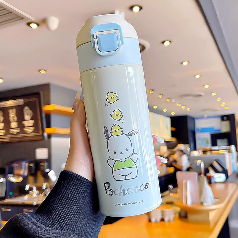 Taza termo de bebida directa de rebote de dibujos animados de Sanrio modelado en relieve 3D 316 mujeres de acero inoxidable de alto valor 350ML