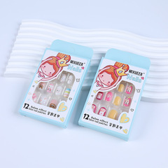 Children's Fashion Nail Stickers Frog Cute Cartoon False Nails Disposable Nail Stickers with Jelly Glue Wholesale