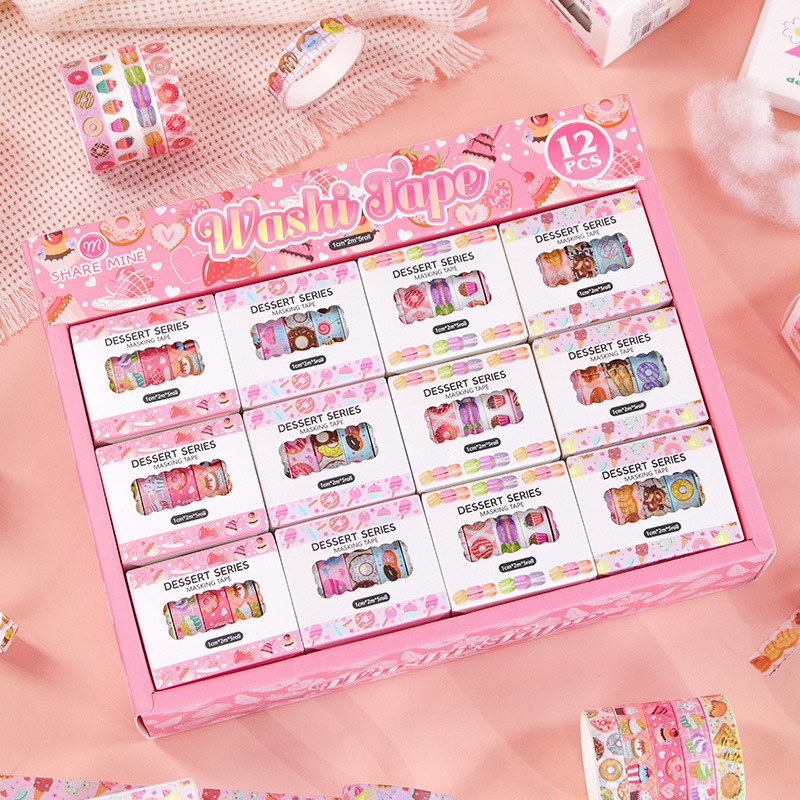 Y cinta de papel 5 envuelto en el viento ins pequeña cinta fresca de la cuenta manual de bricolaje hecha a mano material básico pegatinas decorativas