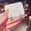 Silver needle, zirconium from pearl, fashionable retro design earrings with bow, silver 925 sample, trend of season