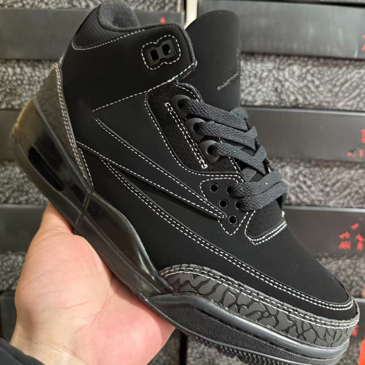 Aj3 Putian Men's Shoes Black and White Lightning Fujiwara Hiroshi Basketball Sneakers Jordan 3 Unisex Air Cushion Foreign Trade Shoes Top Layer Leather