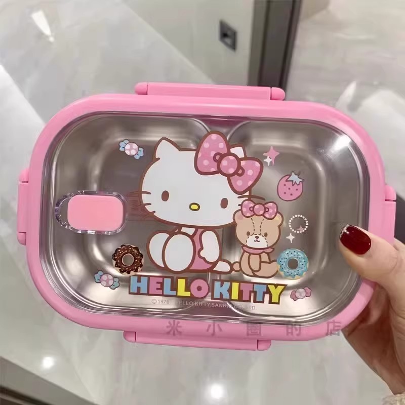 日式皮卡丘儿童不锈钢便当盒子分格餐盘饭盒包小学生专用外出便携|undefined