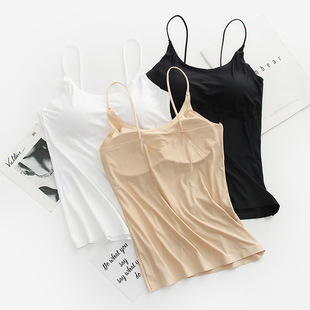 Ice Silk Beautiful Back Camisole Women's All-match Long Tube Top Chest Wrapping Anti-running Light Base Underwear Removable Chest Pad Bra