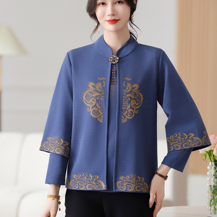 春季新款中年绣花套装妈妈装两件套40-60岁春秋新款中老年服装女|undefined