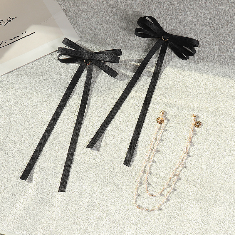 Simple New Fashion Pearl Chain Bow Hairpin display picture 3