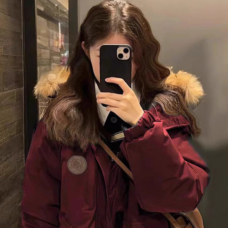 Workwear Parka down Jacket for Women, Mid-Length, 2025 New Style, Petite Size, Large Fur Collar, Thickened, Loose-Fitting, Couple's Winter Coat