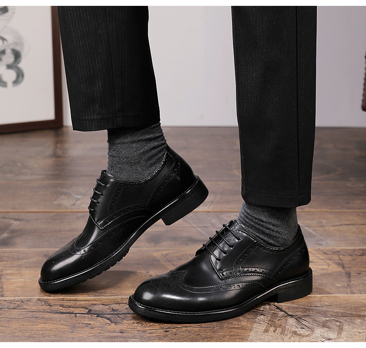 Herrenschuhe Brogue-Schuhe Leder Oxford-Schuhe Business Casual Dress Schuhe Brock Carved Hochzeitsschuhe Derby_voghion.com
