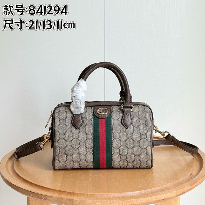 In-Stock Gucci Ophidia Classic Monogram Pillow Boston Fashion Versatile Commuter Crossbody Bag Handbag Export