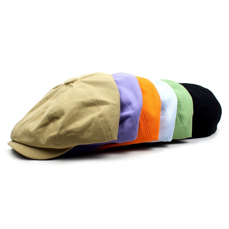 2021 new candy color women beret fashion solid color octagonal cap cotton peaked cap forward hat painter hat