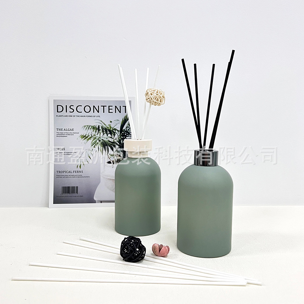 新款250ML弹性漆玻璃瓶 无火香薰瓶螺口圆柱形香氛空瓶批发