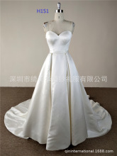 显瘦无袖心形领口A摆缎布简约气质新娘结婚婚纱