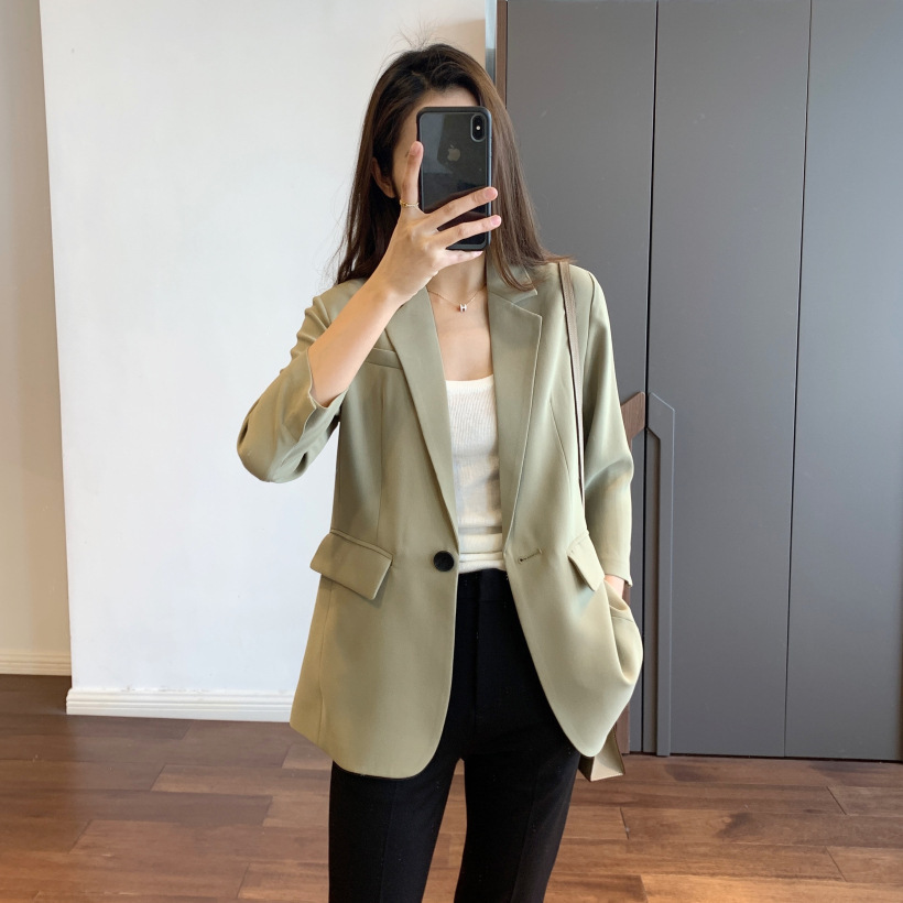 4000 Penny Quality on Cabinet ~ Commuting Temperament Fashionable Thin Draped Seven-Sleeve Acetic Acid Small Suit Jacket for Women in Summer