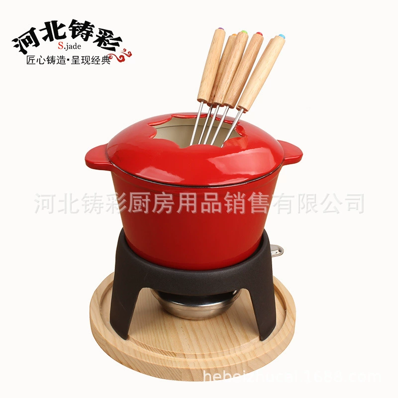 Чугун горшок жаровня блюдо стойку/сыр горшок/эмаль жаровня блюдо сыр шоколад алкоголь горелка фондю