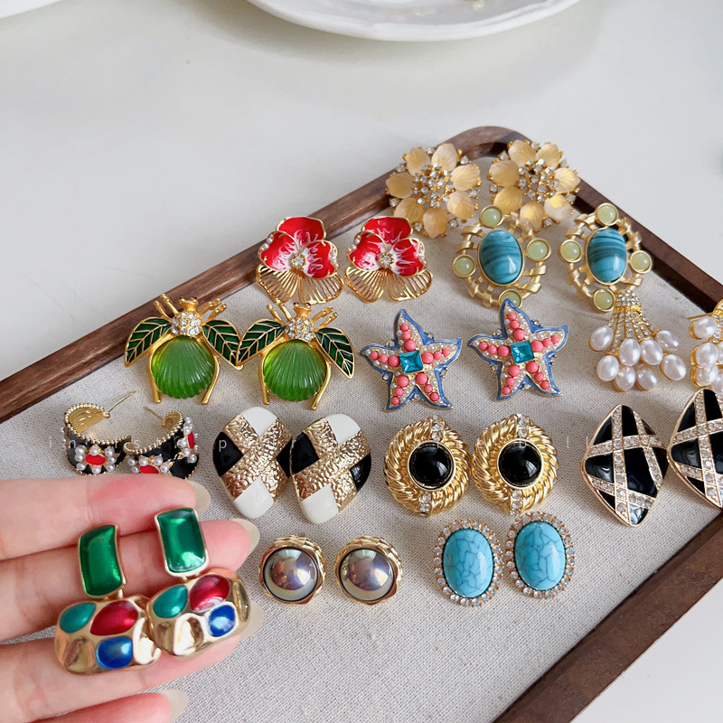 Wholesale Jewelry Classic Style Water Droplets Metal Enamel Drop Earrings display picture 3