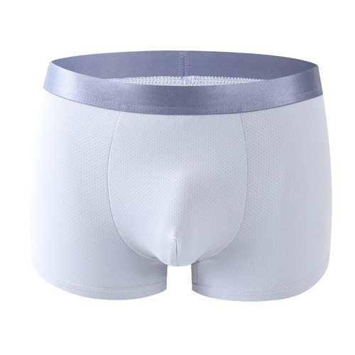 [Independent package] Solid color ice silk non-sense men's underwear with breathable holes, mid-waist U convex bag men's boxer briefs