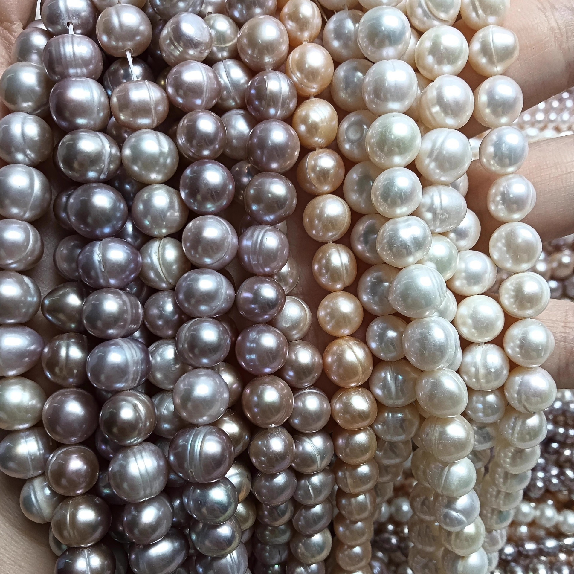 小珠DIY 淡水珍珠8/9mm左右螺纹近圆土豆圆珠材料diy串珠手工散珠