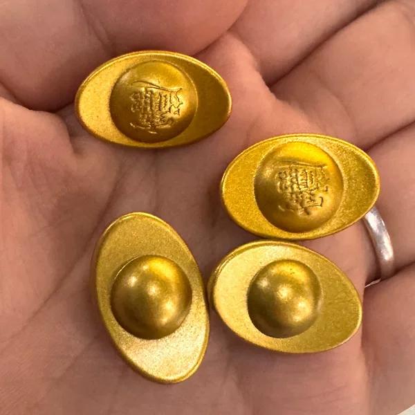 Sand Gold Solid Simulation Mini Alloy Glossy Small Ornaments Chinese Gift Ingot