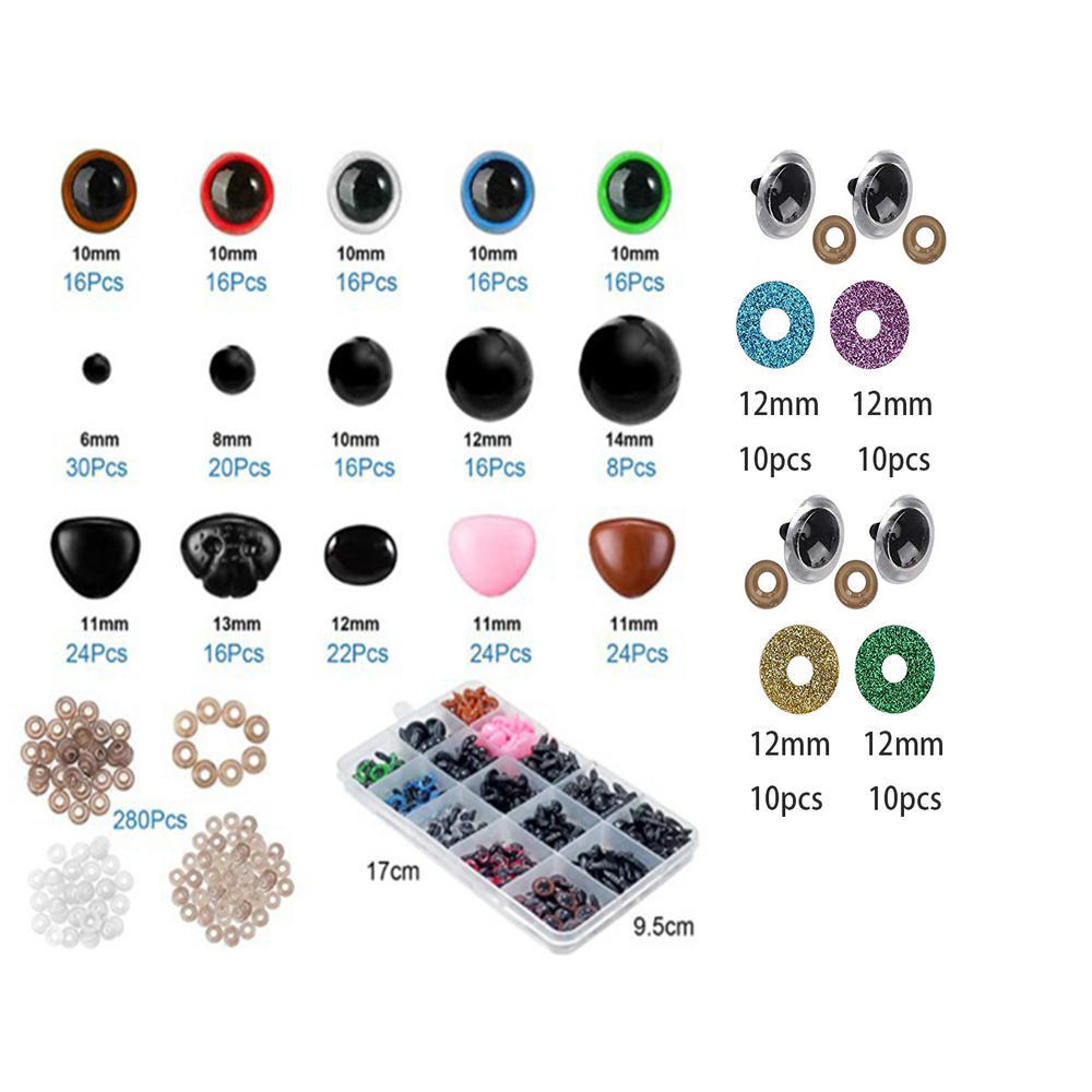 Accesorios de juguete Ojos artísticos Color Triángulo Nariz Muñeca de felpa Ojos negros 280 globos oculares 280 espaciadores