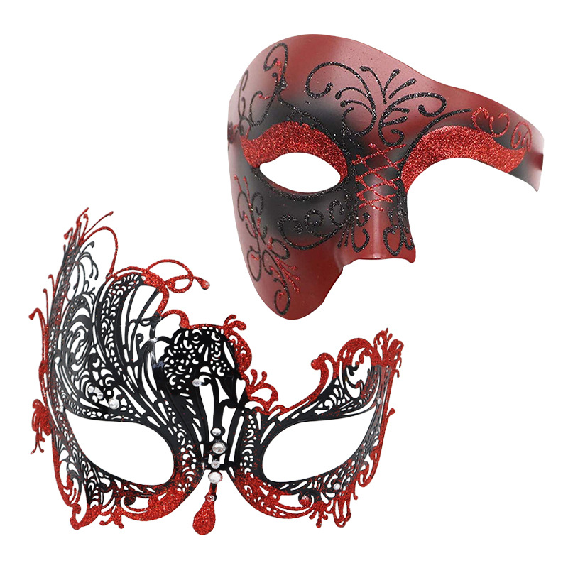 Carnaval Venecia espectáculo de baile de máscaras props hierro forjado máscaras de diamantes máscaras de metal medio cara roja