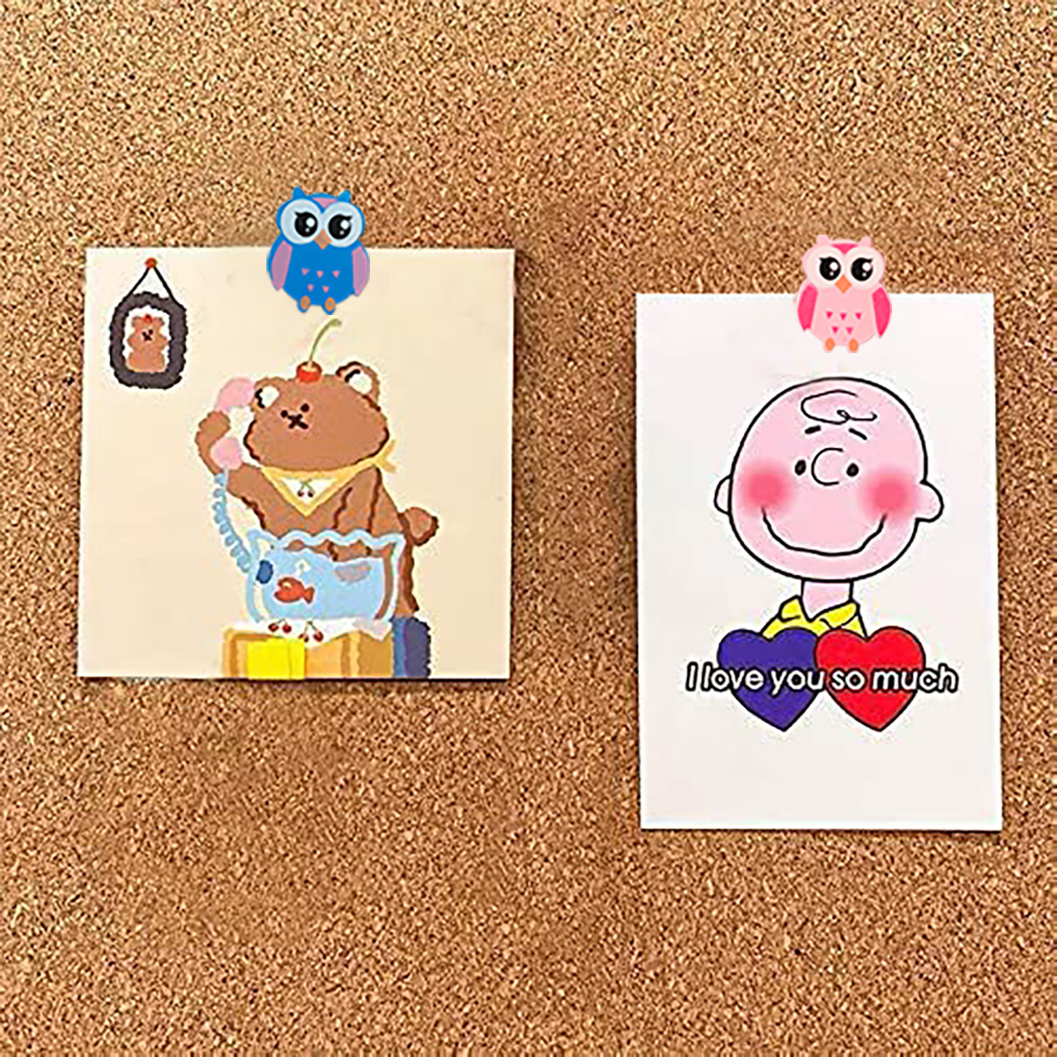 30 Unids creativo búho de siete colores decoración de la pared en forma de H de dibujos animados de uñas lindo metal pasador de madera