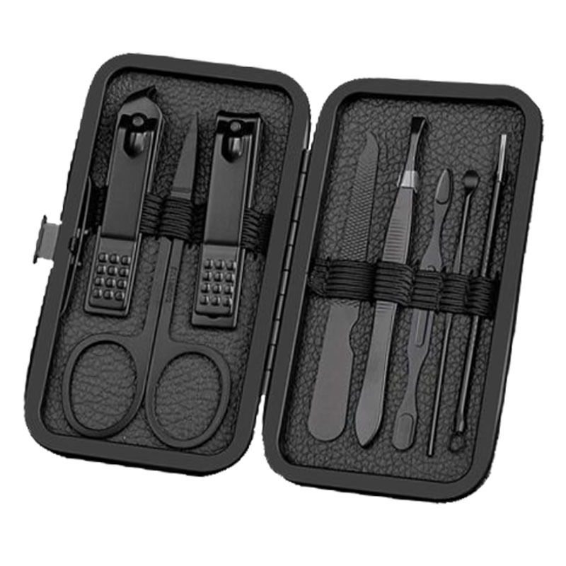 Juego de cortaúñas de acero inoxidable negro, cortaúñas para el hogar, juego de 24 piezas, clip para cejas, aguja para el acné, juego completo de herramientas para uñas