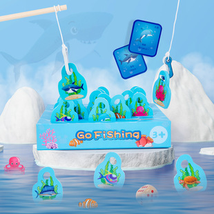 Children's Fishing Game Baby Early Education Educational Building Blocks for Children to Exercise Hand-Eye Coordination Parent-Child Interactive Wooden Toys