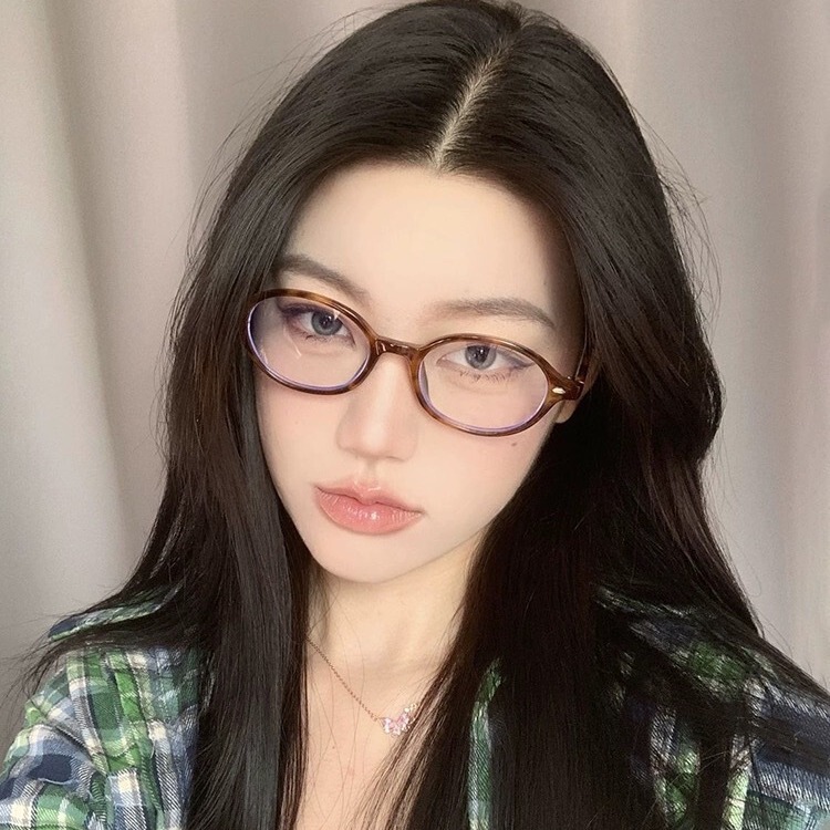 張元英と同じスタイルの女性用メガネフレーム、韓国風オタクレトロメガネ、小さなフレーム、多用途の無地メガネ、近視男性用|undefined
