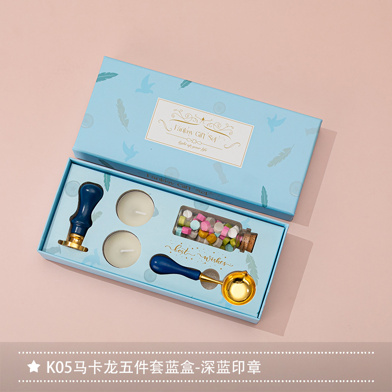 Nuevo macaron fuego pintura cera grano horno sello mano cuenta Día de San Valentín cumpleaños regalo fuego pintura sello conjunto completo al por mayor