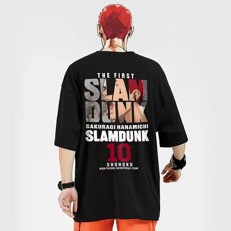 2025 Anime Slam Dunk Dunking Printed T-Shirt Men's Manganese Cotton Short Sleeve Fast Shipping Bottoming Shirt