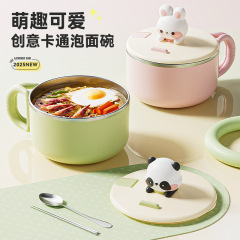 316 漫画インスタントラーメンボウルサラリーマン用蓋付き排水インスタントラーメンアーティファクト漫画パンダヒグマ学生インスタントラーメンボウル