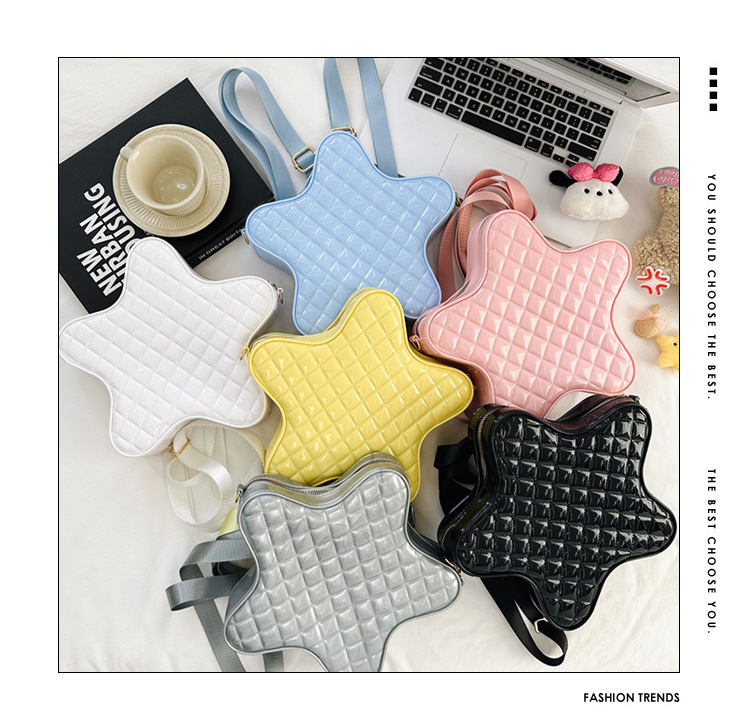 2025 New style fashionable star Backpack, diamond-shaped PVC jelly bag, fresh and sweet campus ladies' backpack full figure