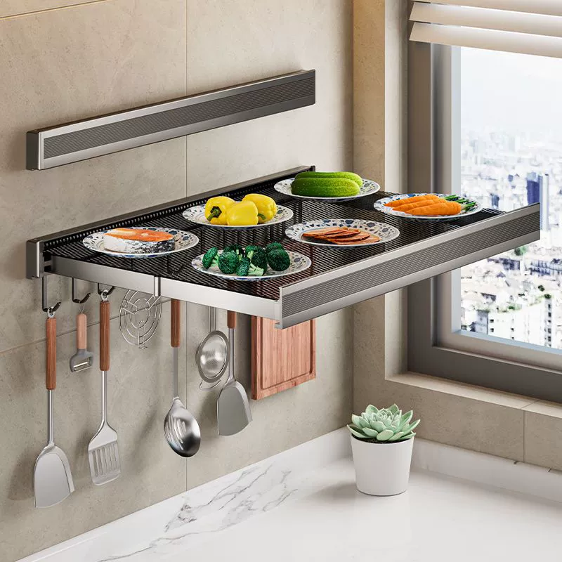 Кухонная складная стойка для приготовления пищи, настенная многофункциональная подвесная полка для гарниров, настенное хранилище для приправ