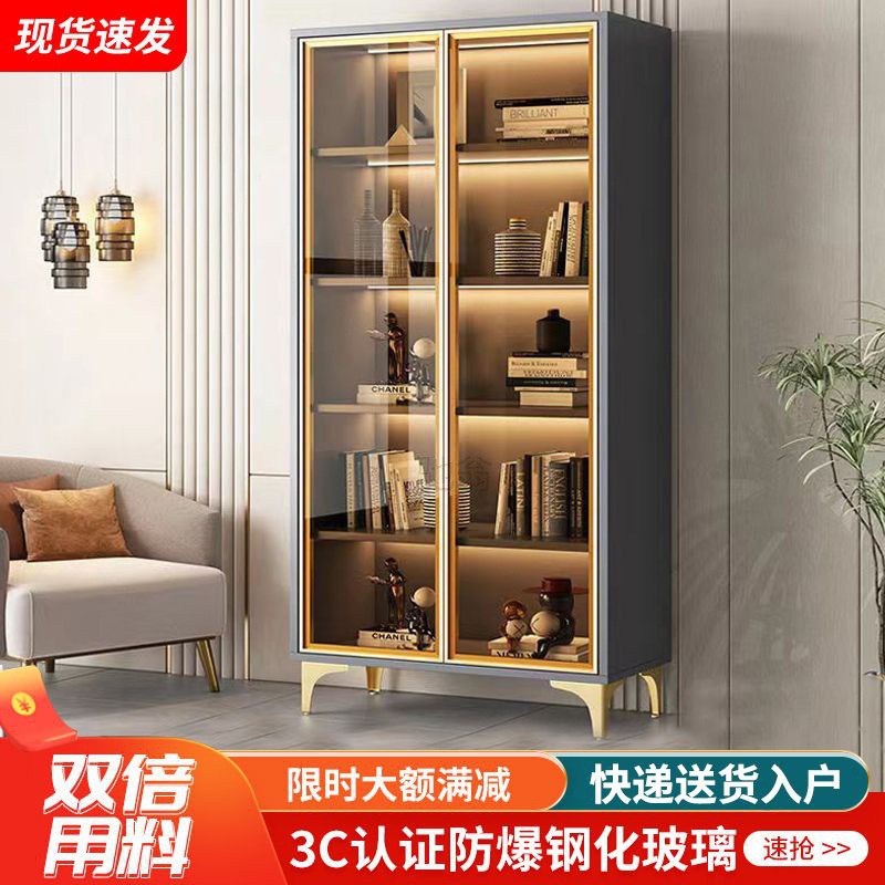 3L dust-proof bookshelf with glass door, figure display cabinet, lightweight wall-mounted storage cabinet, display stand, bookshelf, drop-down