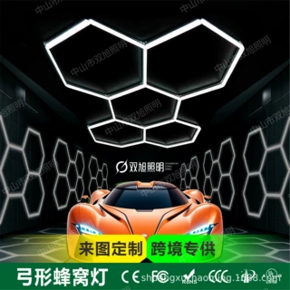 定制蜂窝灯六角形防水车库灯贴膜防水洗车灯汽车美容车库灯跨境