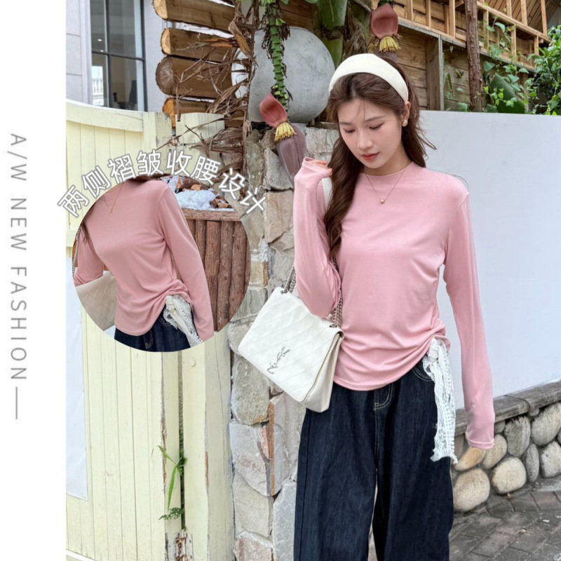 半高领正肩打底衫女秋冬内搭显瘦西装上衣  长袖T恤显瘦修身上衣|undefined