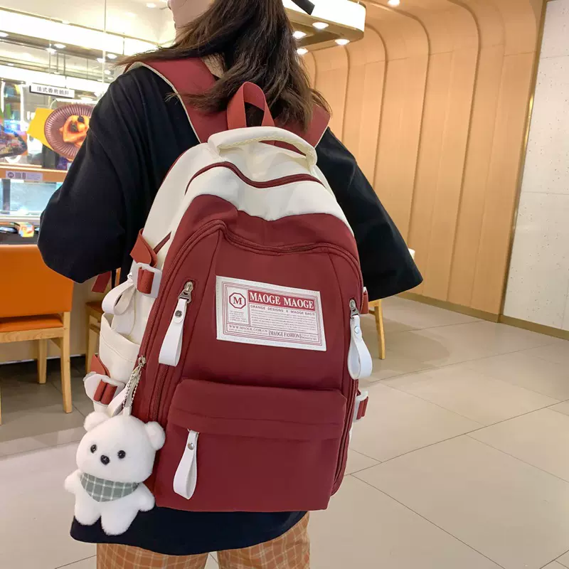 初中生书包女孩高中森系高颜值中学生大容量双肩包ins背包高级感
