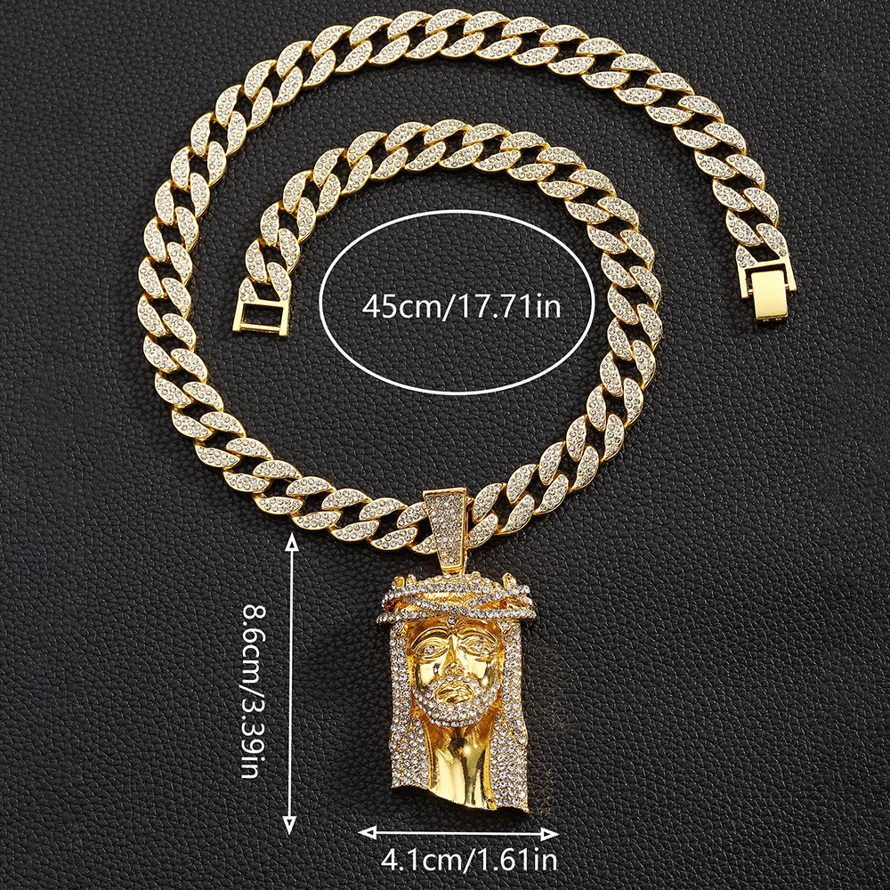 66g Weight Alloy Pendant Material Rhinestones Inlay Material Pendant Necklace, Necklace Pendant Classification Alloy Chain Material Cuban Link Chain Curb Chain Chain Type 1 Piece Quantity Hip-Hop Human Alloy Inlay Rhinestones Men's Pendant Necklace Necklace Pendant Men Pendant Necklaces