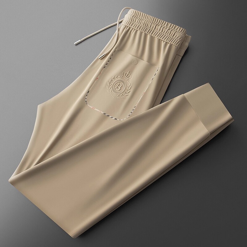 Light Luxury 2025 Summer Fashion Trendy Brand Ice Silk Pants Men Versatile Quick-Dry Slim Pants Sports Sweatpants Casual Pants Men