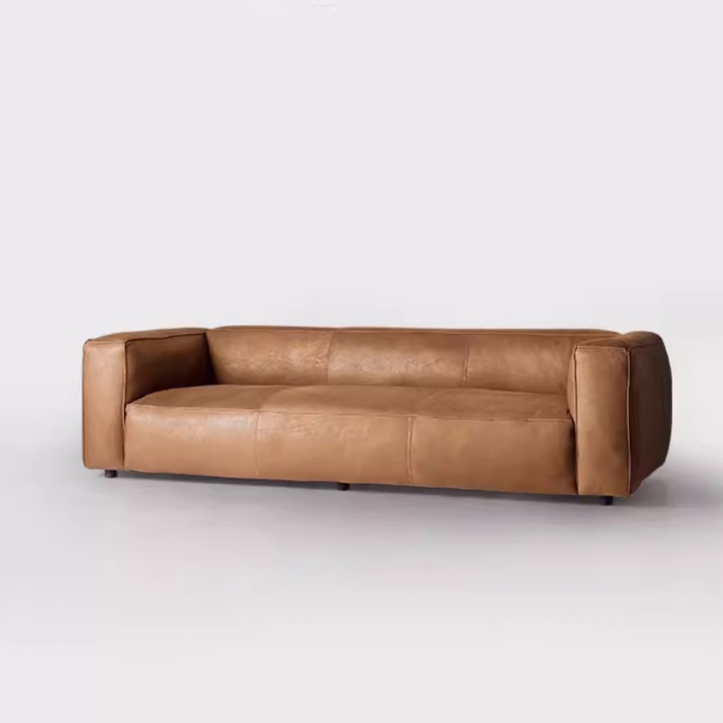 Viento tranquilo nórdico crema ligera lujo retro marrón línea directa sala de estar moderna simple tecnología francesa sofá de tela