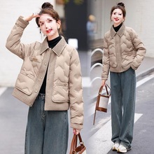 小香风羽绒服女短款冬季新款法式气质菱格轻薄白鸭绒保暖外套