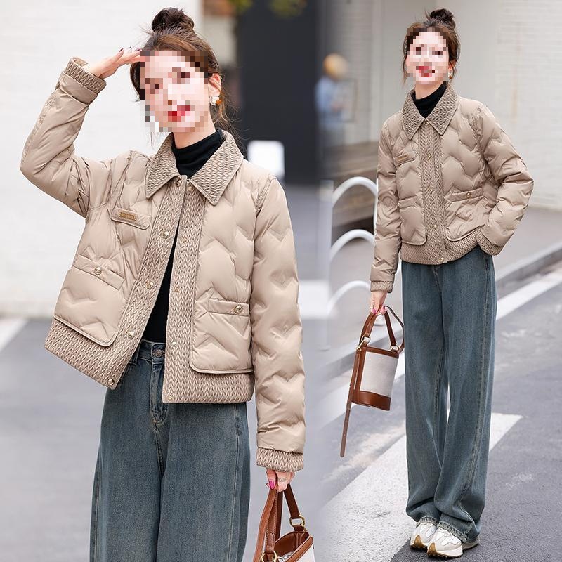 小香风羽绒服女短款冬季新款法式气质菱格轻薄白鸭绒保暖外套