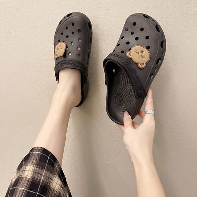 可愛少女心涼拖鞋女夏外穿防滑軟底ins潮學生沙灘洞洞鞋子卡通熊